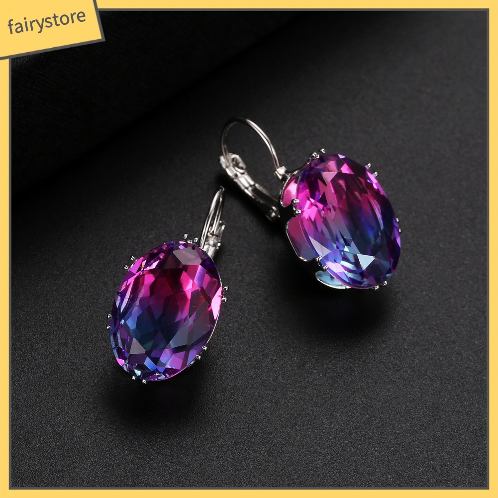 Bông Tai Hình Oval Đính Đá Zircon Thời Trang Dành Cho Nữ