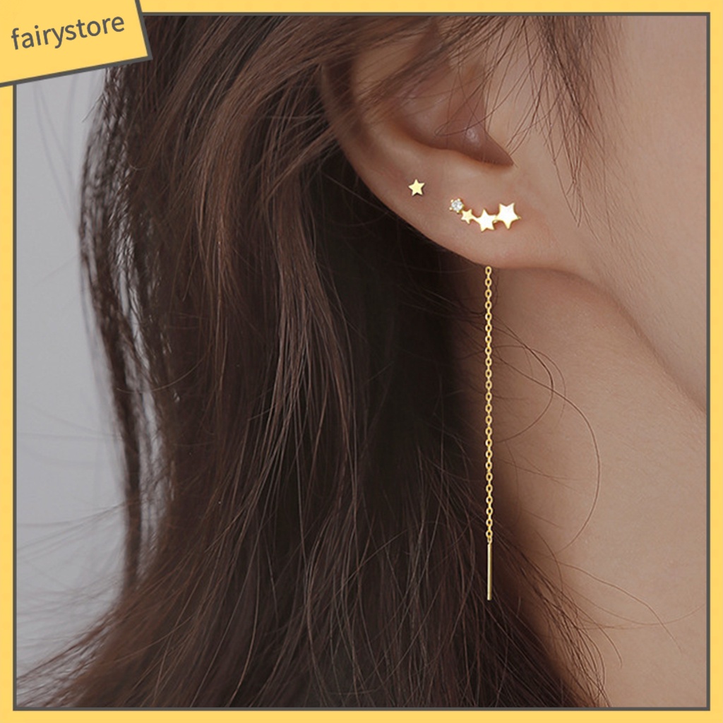 1 Đôi Bông Tai Hình Ngôi Sao Tinh Tế Phù Hợp Mỗi Ngày Cho Nữ
