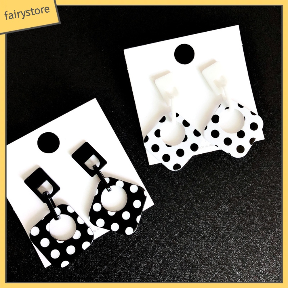 Bông Tai Hình Học Họa Tiết Chấm Bi Thời Trang Cho Nữ