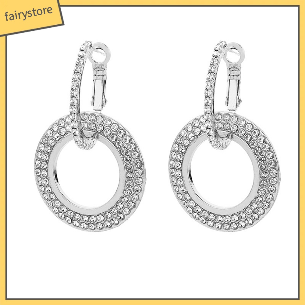 Đôi Bông Tai Khoen Tròn Đính Đá Thời Trang Cho Nữ