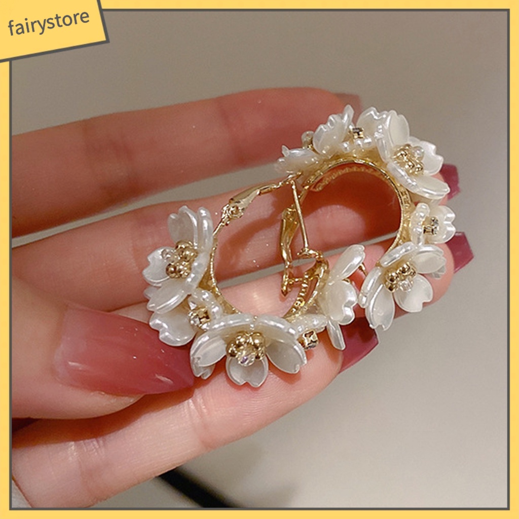 1 Đôi Bông Tai Tròn Đính Đá Lấp Lánh Dành Cho Nữ