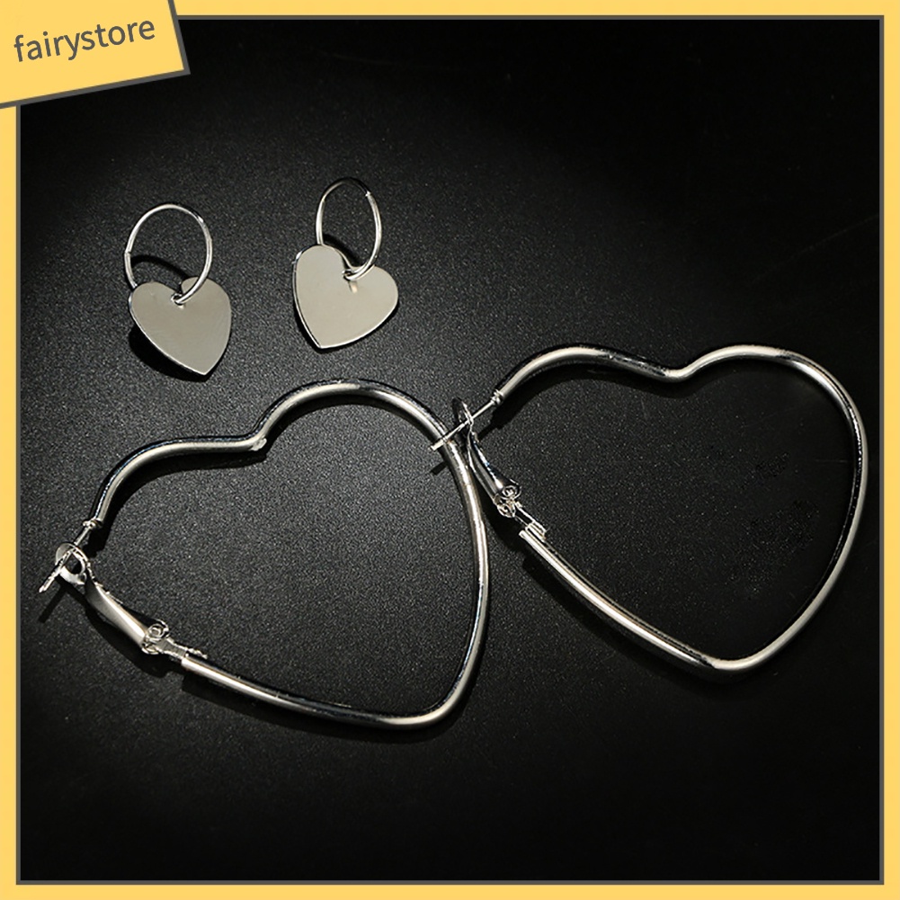 1 Đôi Bông Tai Hình Trái Tim Thời Trang Dành Cho Nữ