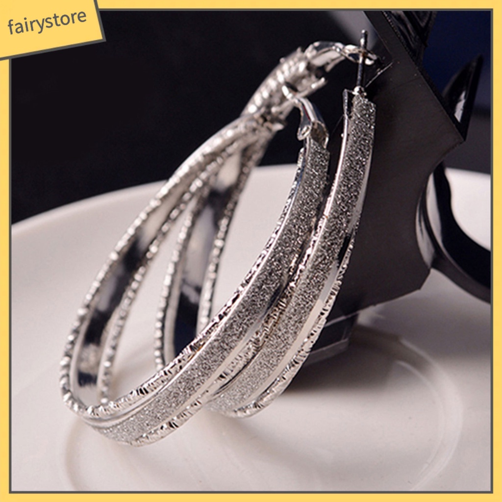 1 Đôi Bông Tai Tròn Hợp Kim Lấp Lánh Thời Trang Cho Nữ