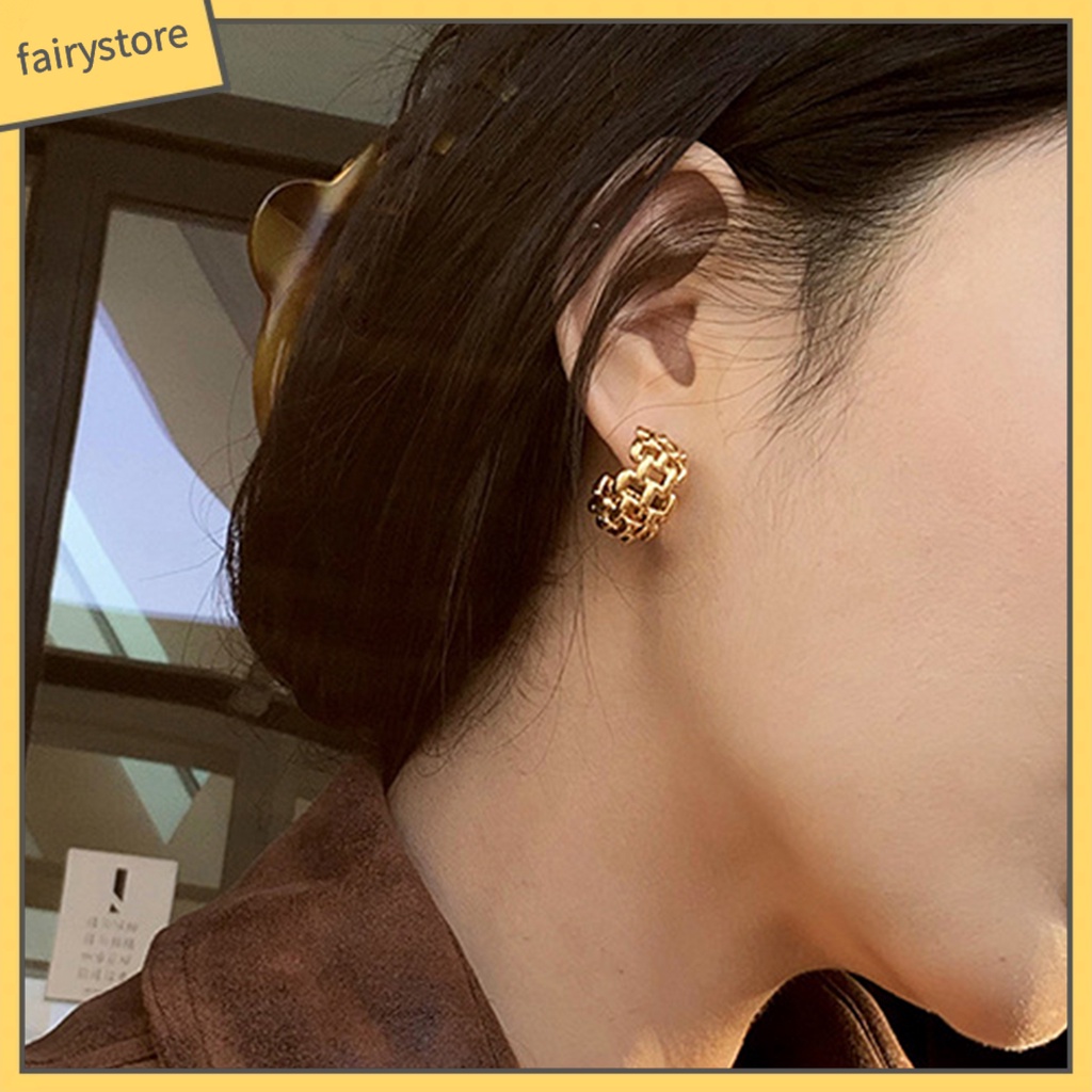 1 Đôi Bông Tai Dạng Vòng Hở Màu Vàng Bóng Cao Không Gây Dị Ứng Thời Trang Thích Hợp Làm Quà Tặng Cho Bạn Gái