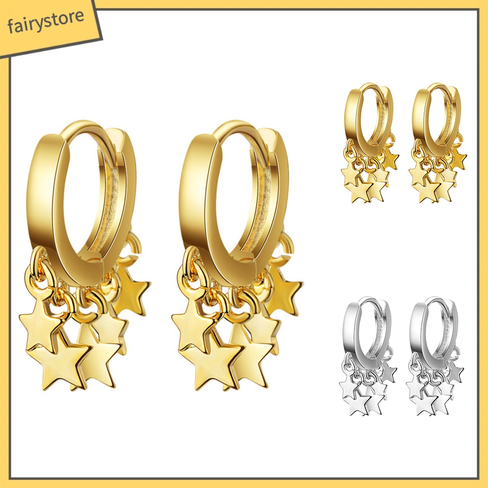 Khuyên Tai Dạng Vòng Thả Tua Rua Hình Ngôi Sao Thời Trang Cho Nữ