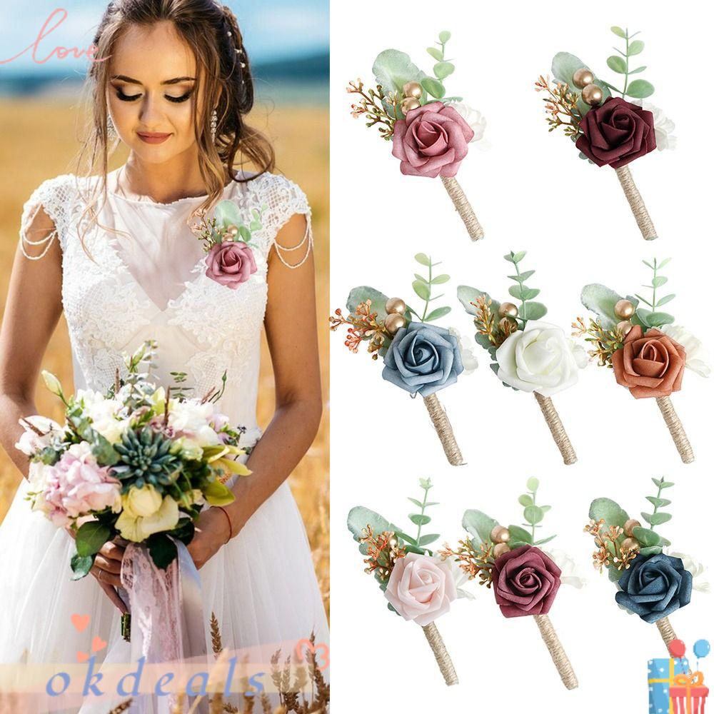 OKDEALS Phụ Kiện Hạt Cườm Hình Hoa Hồng Trang Trí Đám Cưới Thời Trang