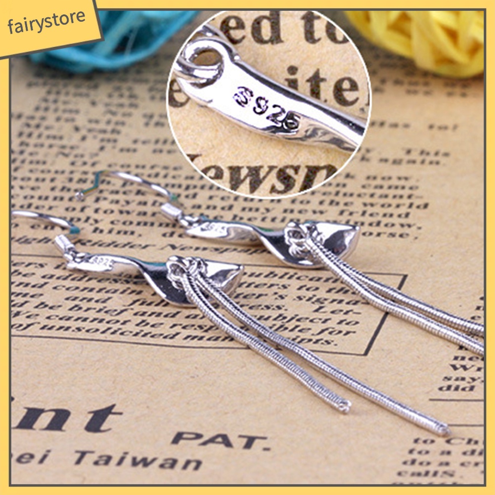 Bông Tai Hợp Kim Dáng Dài Phối Tua Rua Màu Bạc Thời Trang Cho Nữ