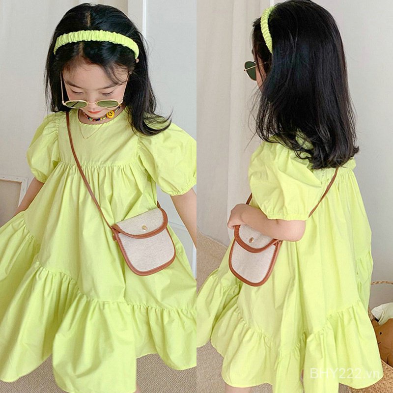 New girls' dress short sleeve irregular dress Princess dress 23 summer new children's wear 3-8 years