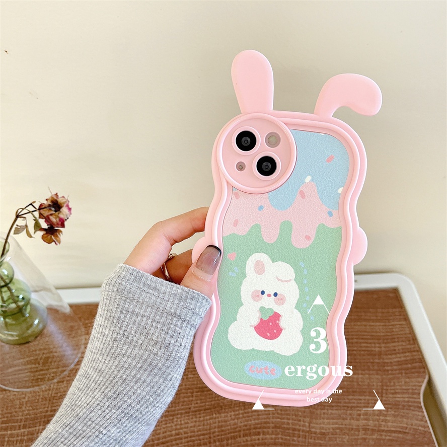 Ear CaseỐp Điện Thoại TPU Mềm Hình Gấu Thỏ Cho IPhone 14 13 12 11 Pro Max X XR Xs Max