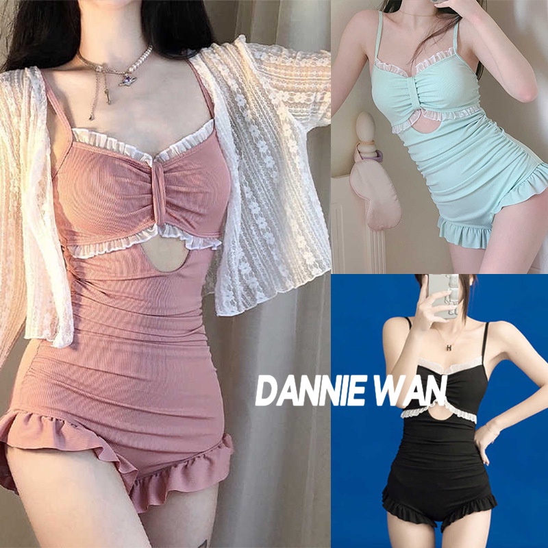 DannieWan Đồ Bơi bikini liền thân bikini hồng đi biển A25N071