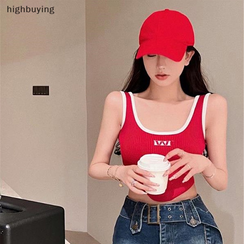 Áo Hai Dây Dệt Kim Màu Sắc Tương Phản Quyến Rũ Cho Nữ