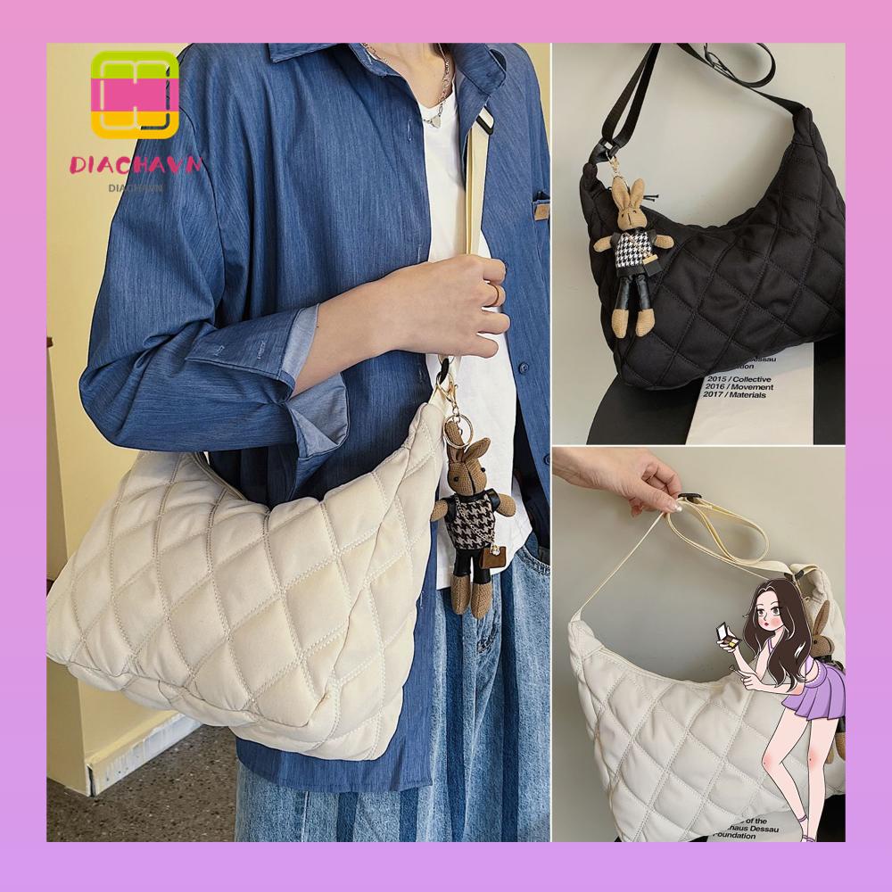 Túi Xách Đeo Vai Vải Cotton Gọn Nhẹ Họa Tiết Kẻ Sọc Thời Trang Cho Nữ