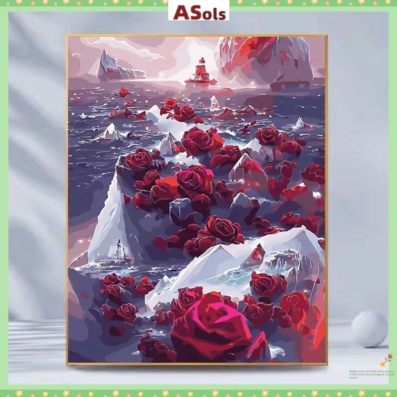 Bộ Tranh Đính Đá Tự Làm Họa Tiết Hoa Hồng Trang Trí Phòng Khách / Phòng Ngủ Phong Cách Mới