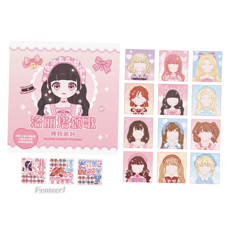 [Fenteer1] Sách Hình Dán Búp Bê Công Chúa Mặc Đồ Vui Nhộn Cho Bé Gái