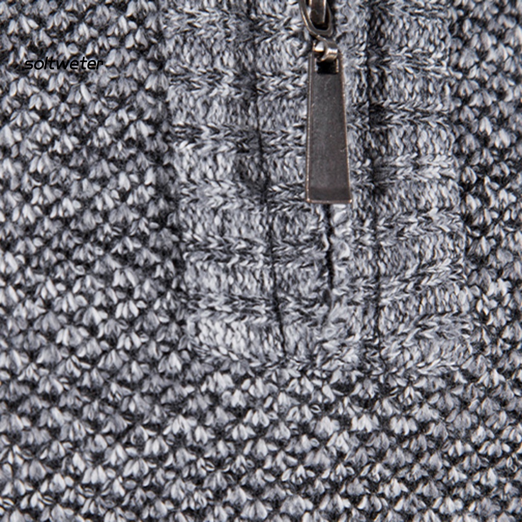 Áo Sweater Dệt Kim Cổ Lọ Tay Dài Màu Sắc Đơn Giản Có Khóa Kéo Thời Trang Thu Đông Cho Nam