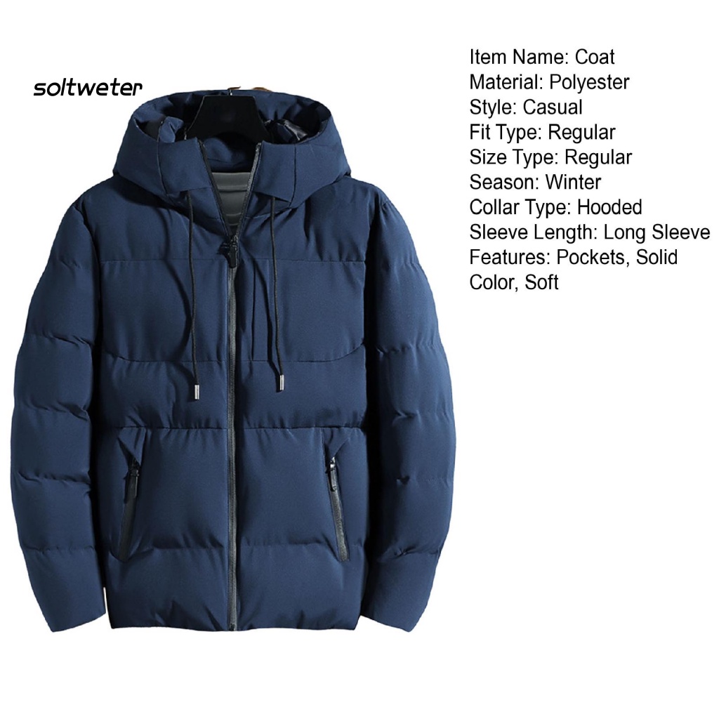 Áo Khoác Phao Cotton Tay Dài Màu Sắc Trơn Có Khóa Kéo Và Túi Phong Cách Đường Phố Hàn Quốc Cho Nam