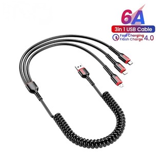 Dây cáp sạc nhanh 100w 3 trong 1 usb type c 6a cho micro 8pin