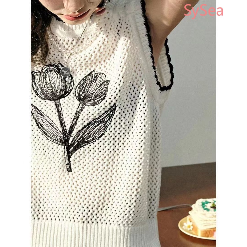 Áo Dệt Kim Hai Dây Họa Tiết Hoa Phong Cách Retro Mùa Hè Cho Nữ