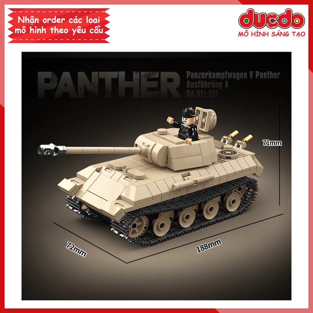 Lắp ghép tank hạng trung Panther - Đồ chơi Xếp hình Mô hình WW2 QuanGuan 100245
