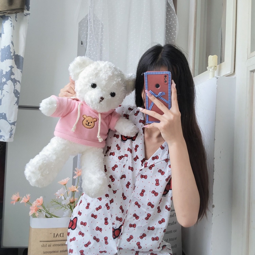 Bộ Đồ Ngủ Bằng Lụa Mát Mềm Mại In Hình Hello Kitty Đính Nơ Thời Trang Mùa Hè Dành Cho Bạn Gái