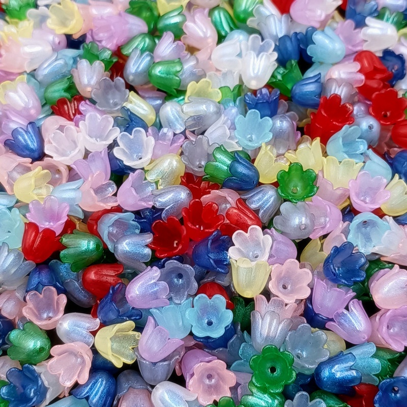 Set 20 Hạt Xỏ Lỗ Hình Hoa Bằng Acrylic 7-11mm Dùng Để Làm Trang Sức DIY