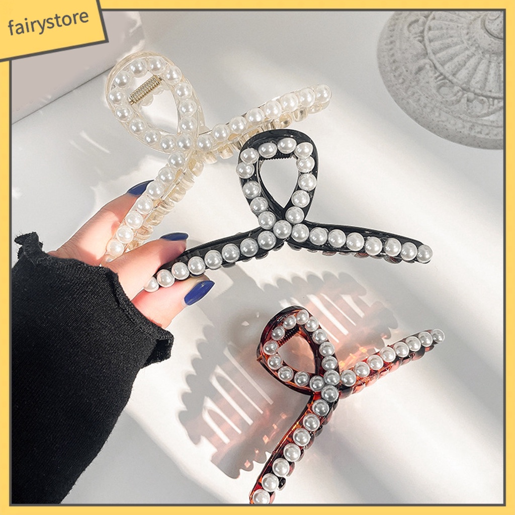 Kẹp Tóc Càng Cua Đính Ngọc Trai Giả Kích Thước Lớn Cho Nữ