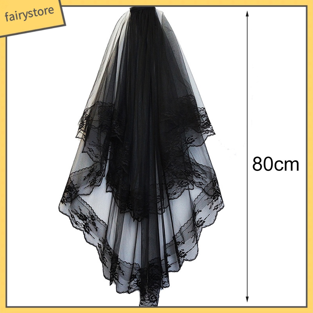 Mạng Che Mặt Hai Lớp Phối Ren Gọn Nhẹ Dễ Phối Đồ Kèm Lược Cài Tóc Cho Cô Dâu