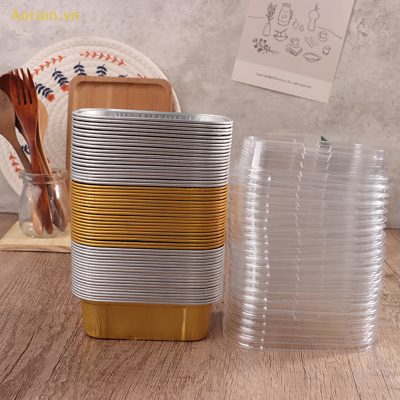 Set 10 Hộp Lá Nhôm Chịu Nhiệt Hình Chữ Nhật 168ML