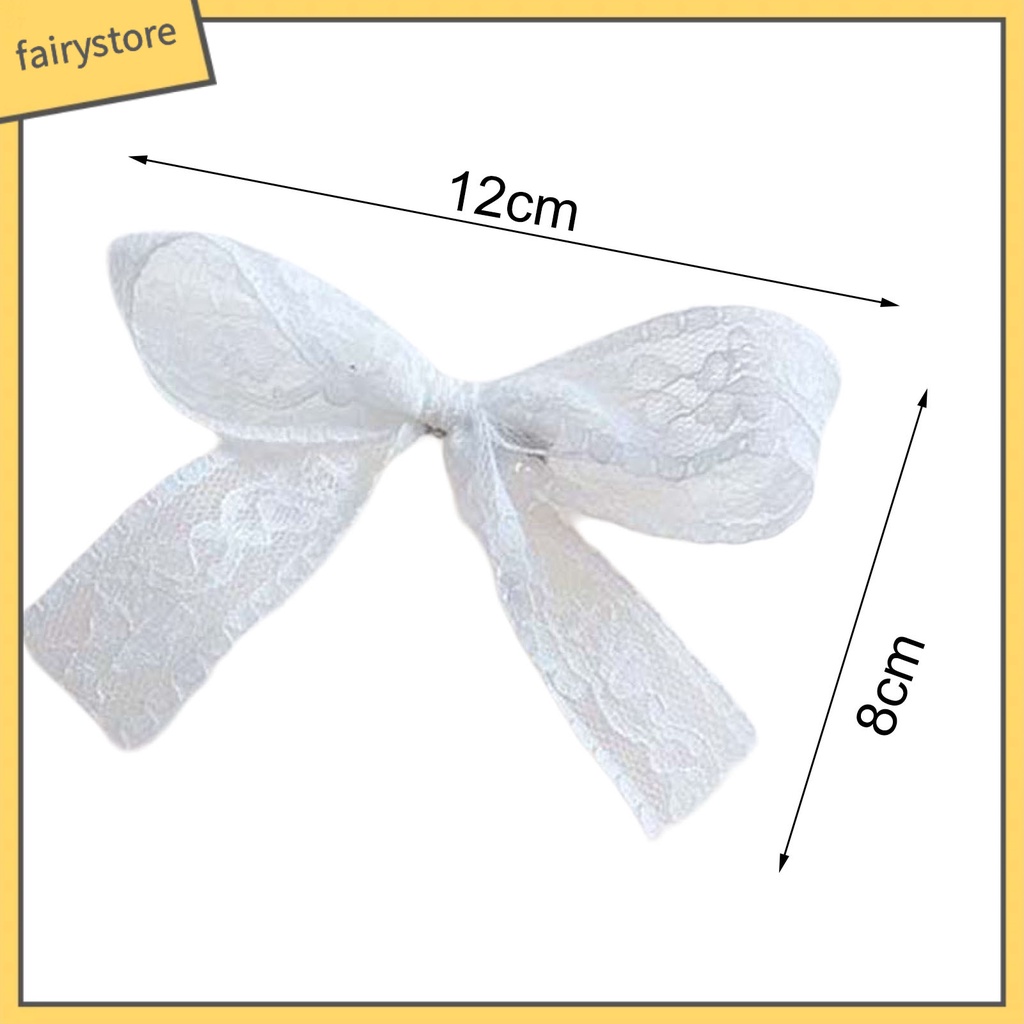 Set 3 / 4 / 6 Kẹp Tóc Nơ Phối Ren Thêu Họa Tiết Phong Cách Lolita Cho Nữ