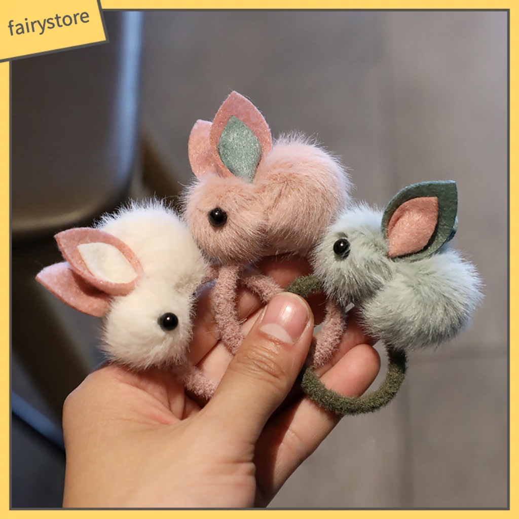 Kẹp Tóc Giả Da Hình Thỏ Nhồi Bông Mềm Mại Cho Nữ