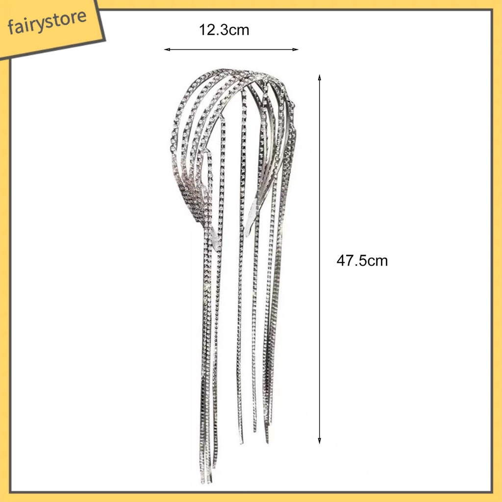 Cài Tóc Chữ U Dáng Dài Nhiều Lớp Đính Đá Phối Tua Rua Thời Trang Dự Tiệc