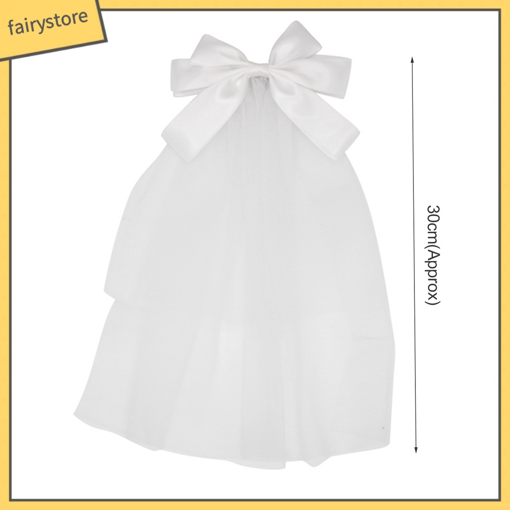 Kẹp Tóc Đính Nơ Vải Tuyn Màu Trắng Dùng Làm Đạo Cụ Chụp Ảnh