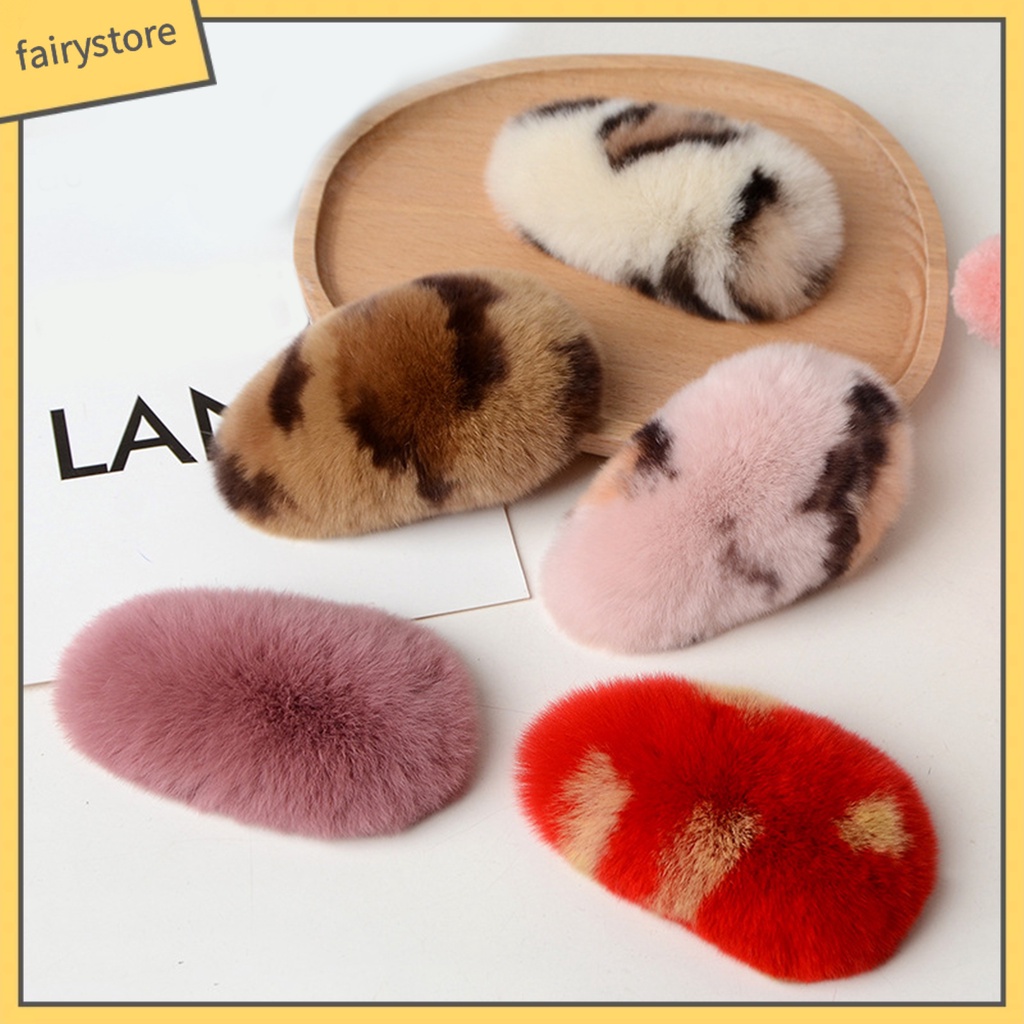 Kẹp Tóc Phủ Lông Giả Mềm Mại Thoải Mái Phong Cách Hàn Quốc