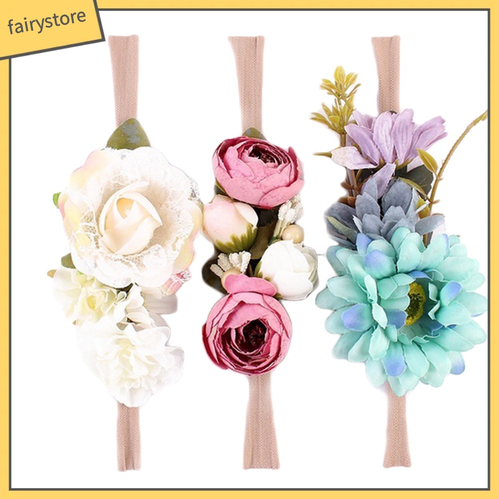 Set 3 Băng Đô Cài Tóc Đính Hoa Xinh Xắn Cho Bé Gái