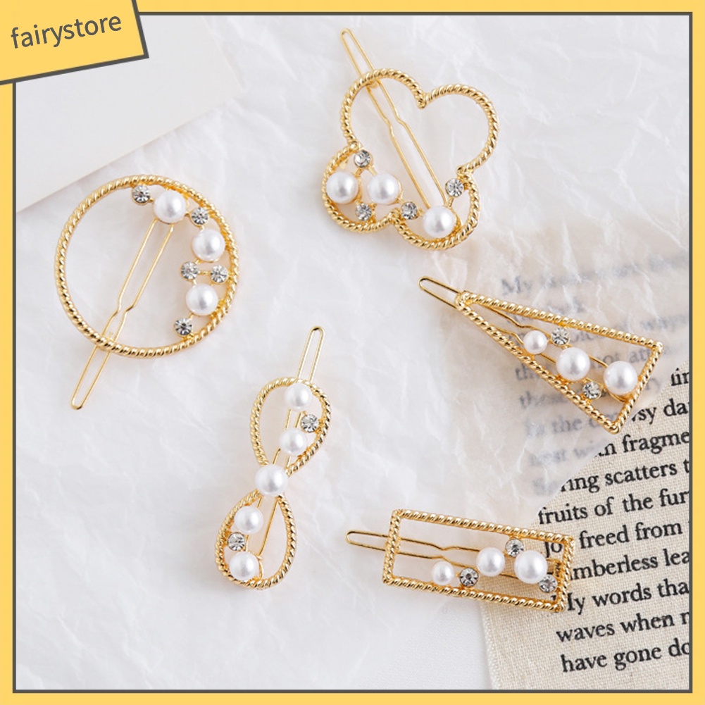 Kẹp Tóc Đính Đá Ngọc Trai Giả Thời Trang Dành Cho Nữ