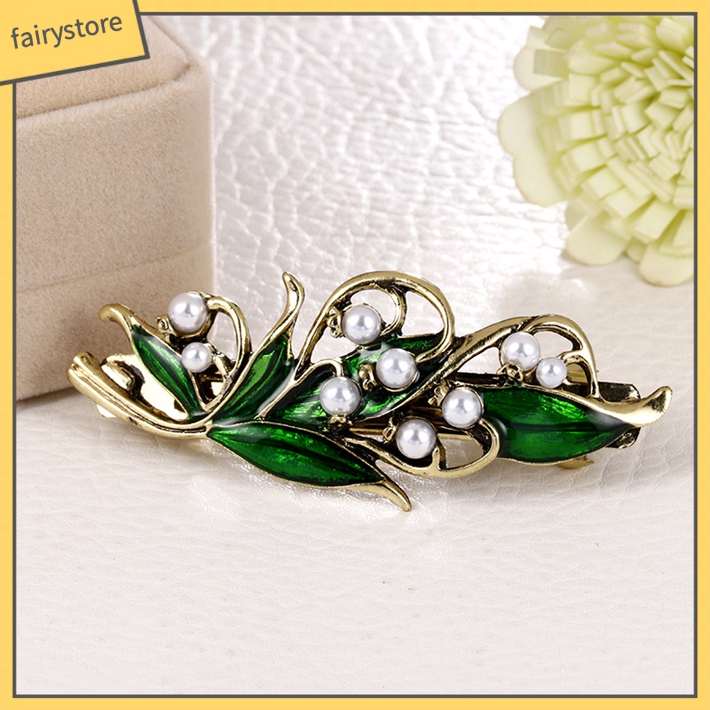 Kẹp Tóc Hình Lá Đính Ngọc Trai Nhân Tạo Chống Trượt