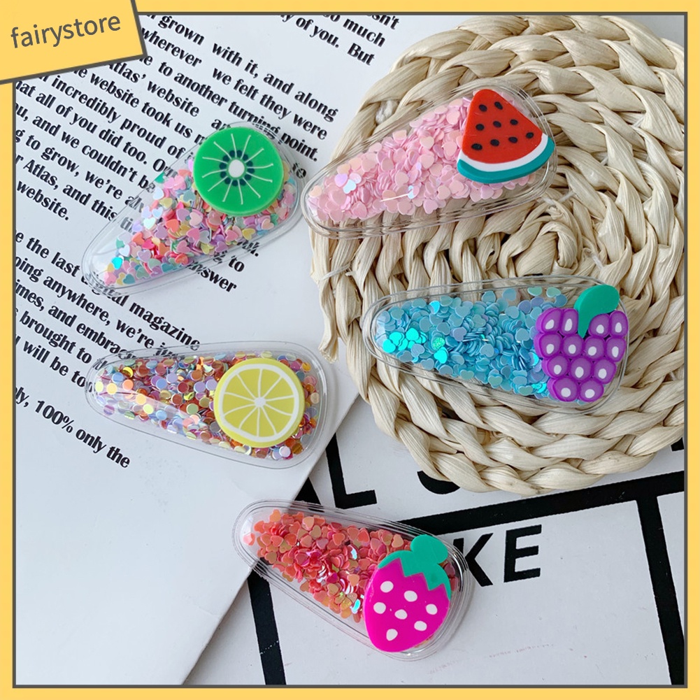 Kẹp Tóc Mái Bằng Sequin Họa Tiết Trái Cây Thời Trang Cho Bé Gái