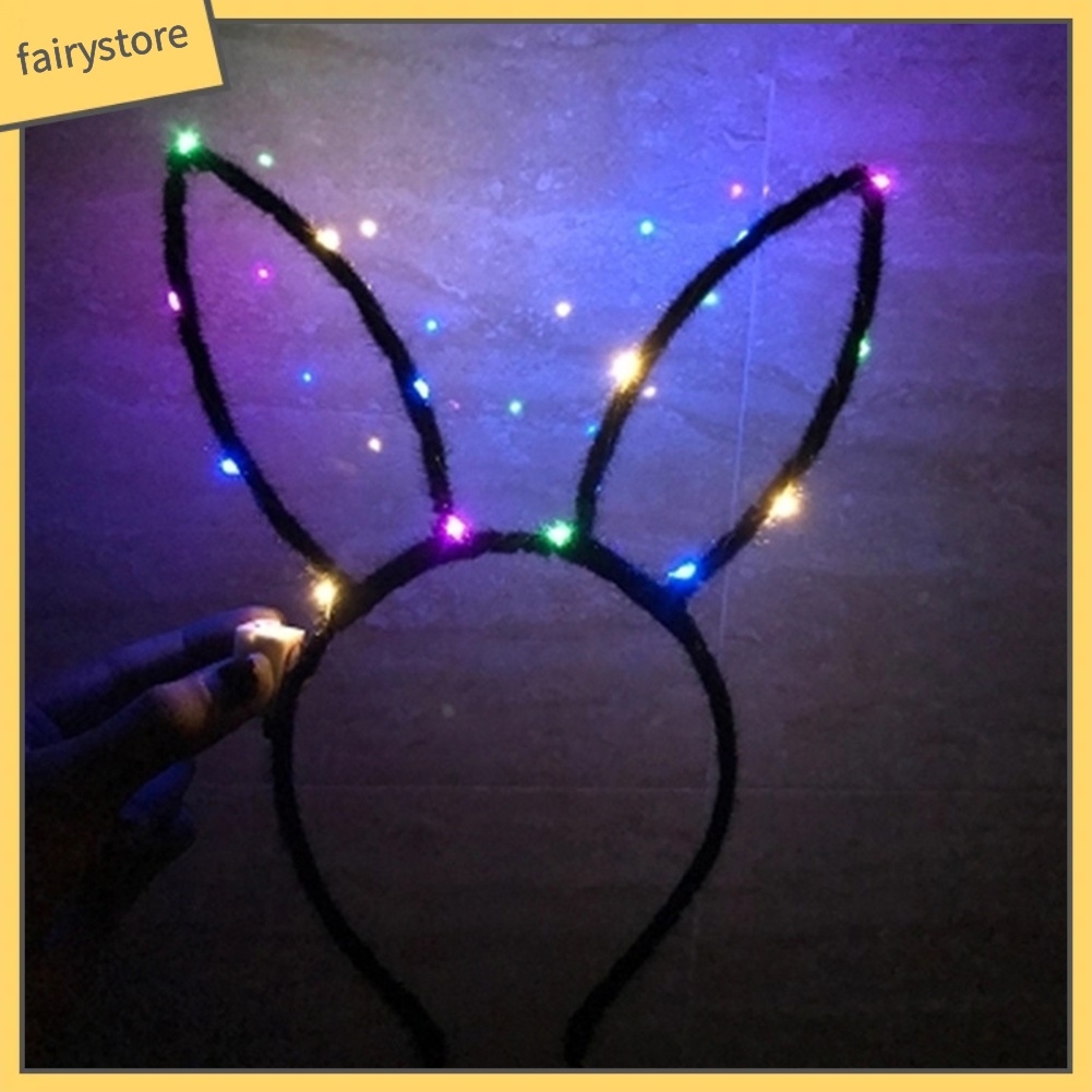 Băng Đô Tai Thỏ Hoạt Hình Có Đèn Led Cho Bé