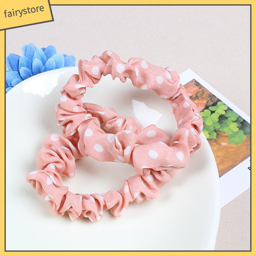 Set 10 Dây Cột Tóc Co Giãn Hoạ Tiết Chấm Bi Dễ Thương Cho Nữ