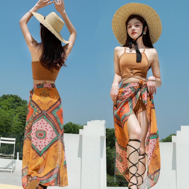 Set Đồ Bơi 3 Món Họa Tiết Hoa Thời Trang Mùa Hè Cho Nữ