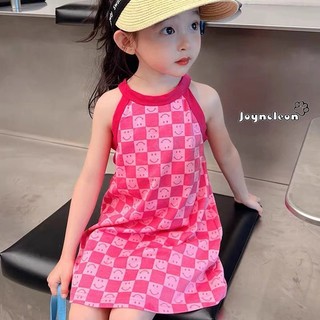 Joyncleon Đầm Công Chúa Hai Dây Vải Lụa Họa Tiết Hoa Thời Trang Mùa Hè Cho Bé Gái