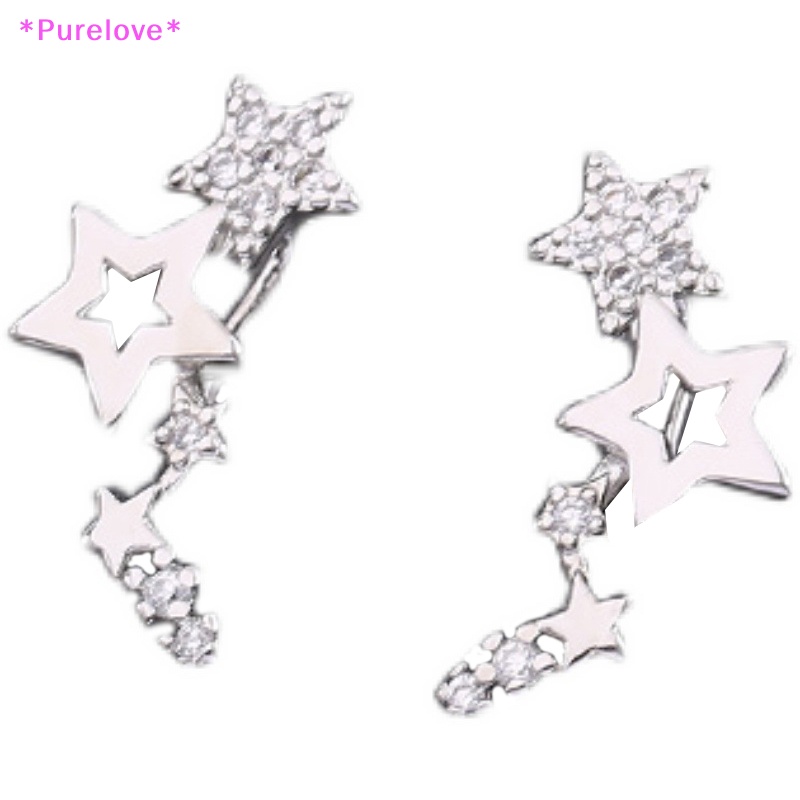 1 Đôi Bông Tai Hình Ngôi Sao Đính Đá Zircon Trắng Thời Trang Dành Cho Nữ Mới