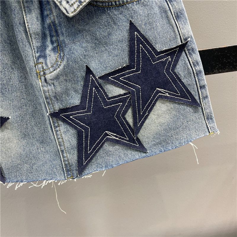 Chân Váy Jeans Chữ A Đính Ngôi Sao Thời Trang Nữ Tính