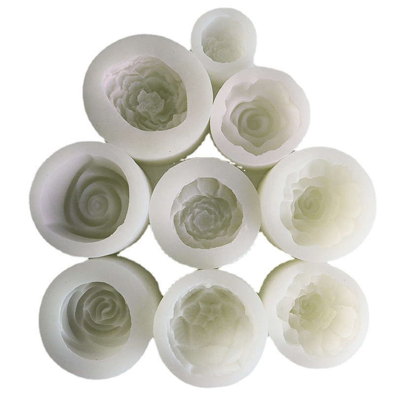 Khuôn silicone Làm Bánh / Xà Phòng Hình Hoa Hồng / Mẫu Đơn Ba Chiều