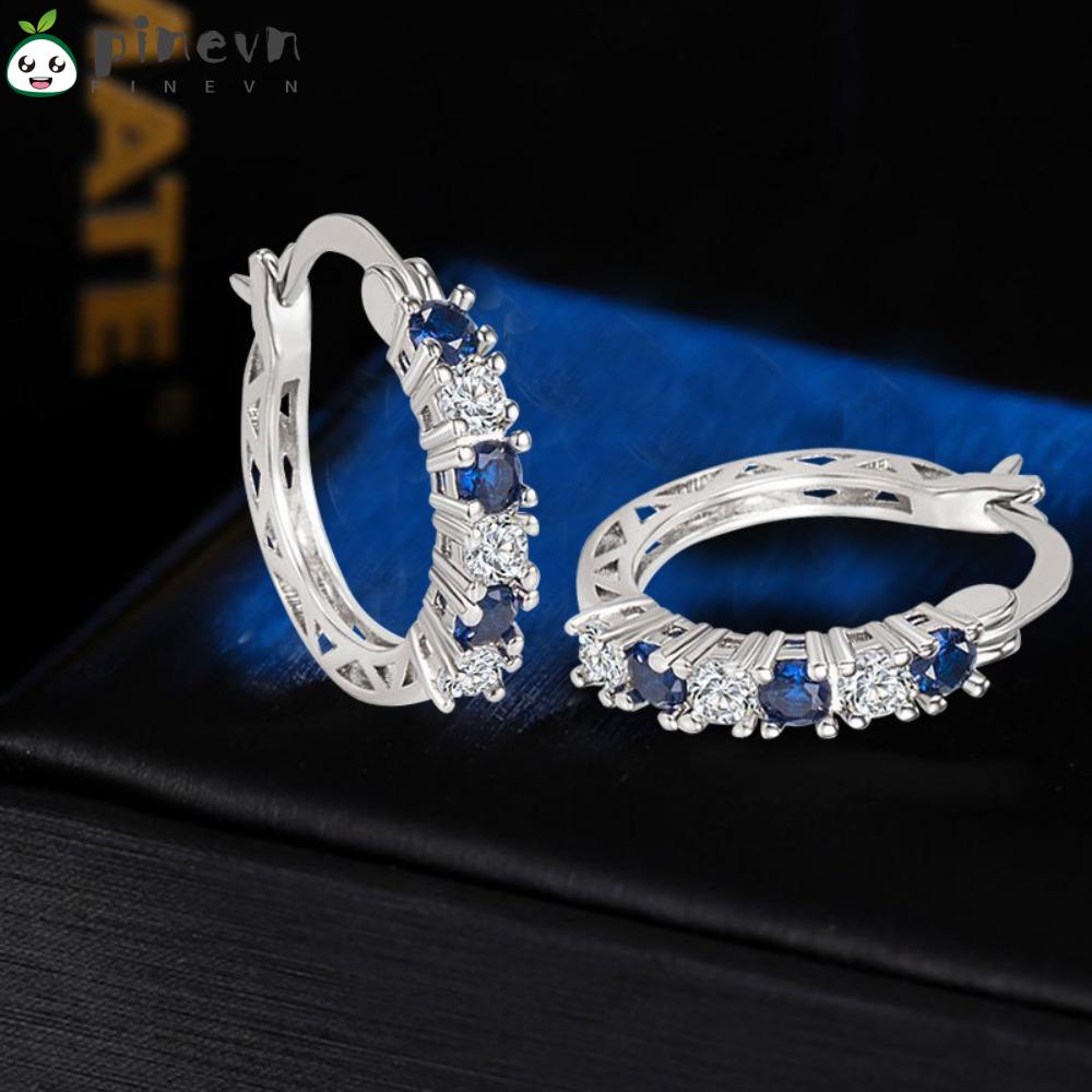 Set 3 Đôi Bông Tai Thời Trang Cho Nữ|Khăn Choàng Màu Xanh Dương Dùng Cho Lễ Hội