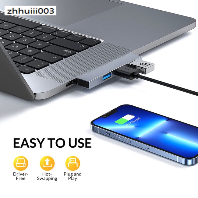 Zhihui Bộ Chia Cổng Usb c 4 Trong 1 1 Cổng Type-c Sang 2 Cổng Usb2.0 1pc Usb3.0 Cho Máy Tính