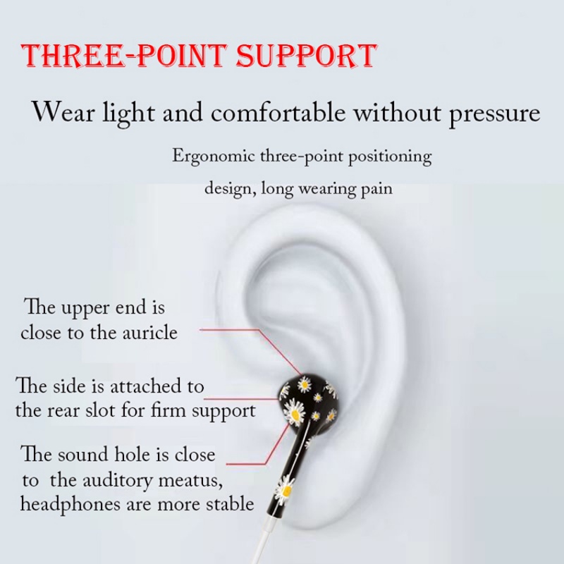 Tai Nghe Nhét Tai Có Dây 3.5mm In Họa Tiết Màu Sắc Kèm Mic IP Android-24h Ship