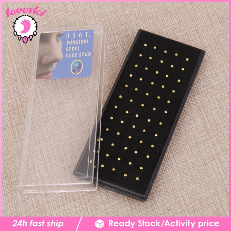 Hộp 60 Khuyên Mũi 20G Bằng Thép Không Gỉ