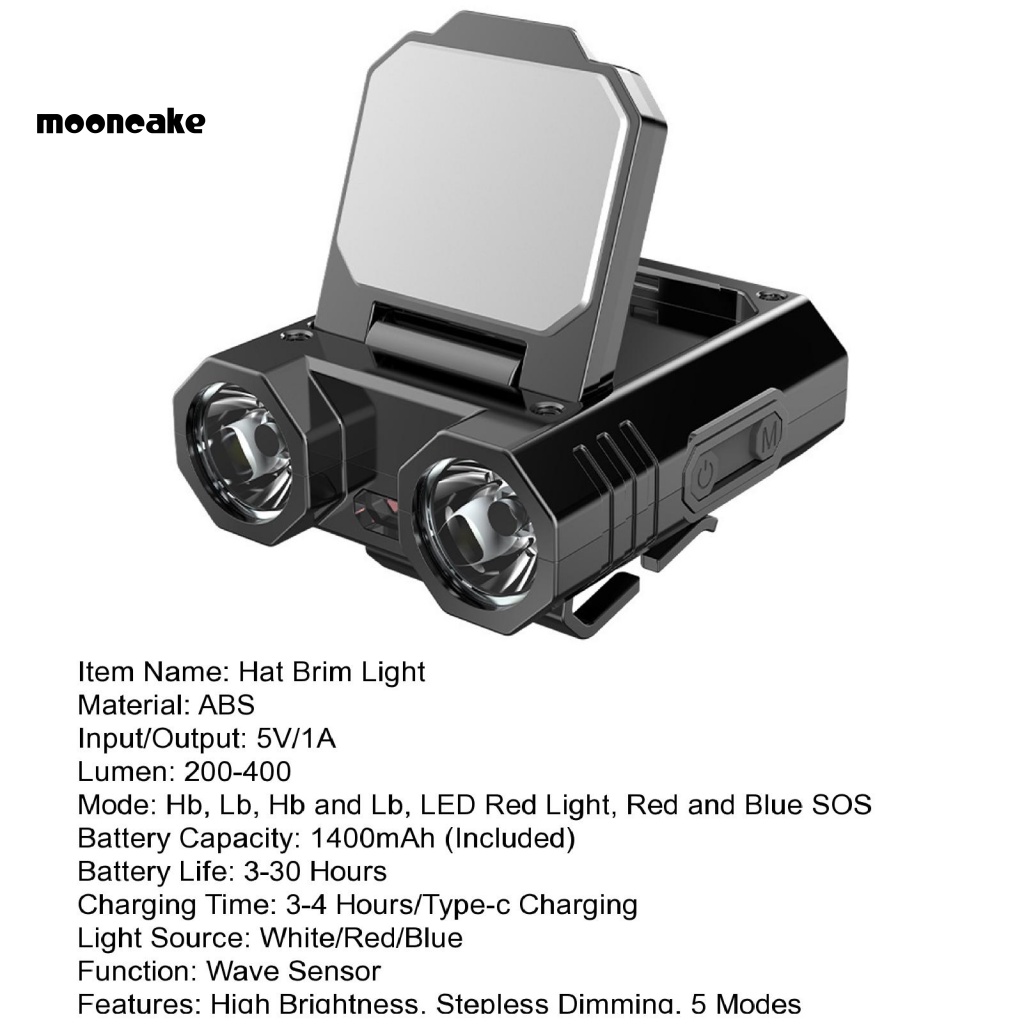 Đèn Báo Hiệu Gắn Vành Mũ Chạy Bộ Chạy Pin < mooncake > Stepless > Stepless Hat Light