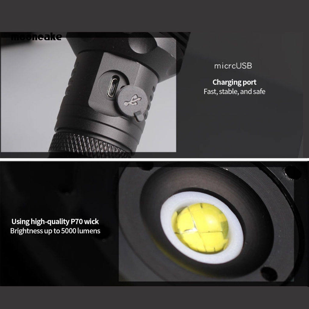 Đèn Pin LED 3 Bánh Răng Type-C Bằng Hợp Kim Nhôm Có Thể Sạc Lại Dùng Cho Cắm Trại Ngoài Trời